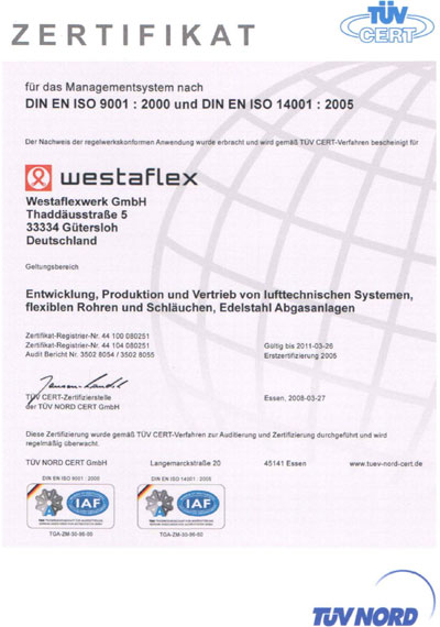 Zertifikat DIN EN ISO 9001 / DIN EN ISO 14001