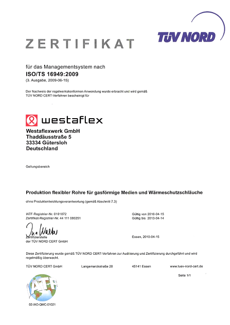 Zertifikat ISO/TS 16949