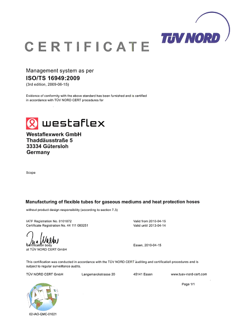 Certificate ISO/TS 16949