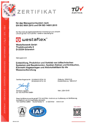 ISO 9001:2015 QS-Zertifikat WESTAFLEX
